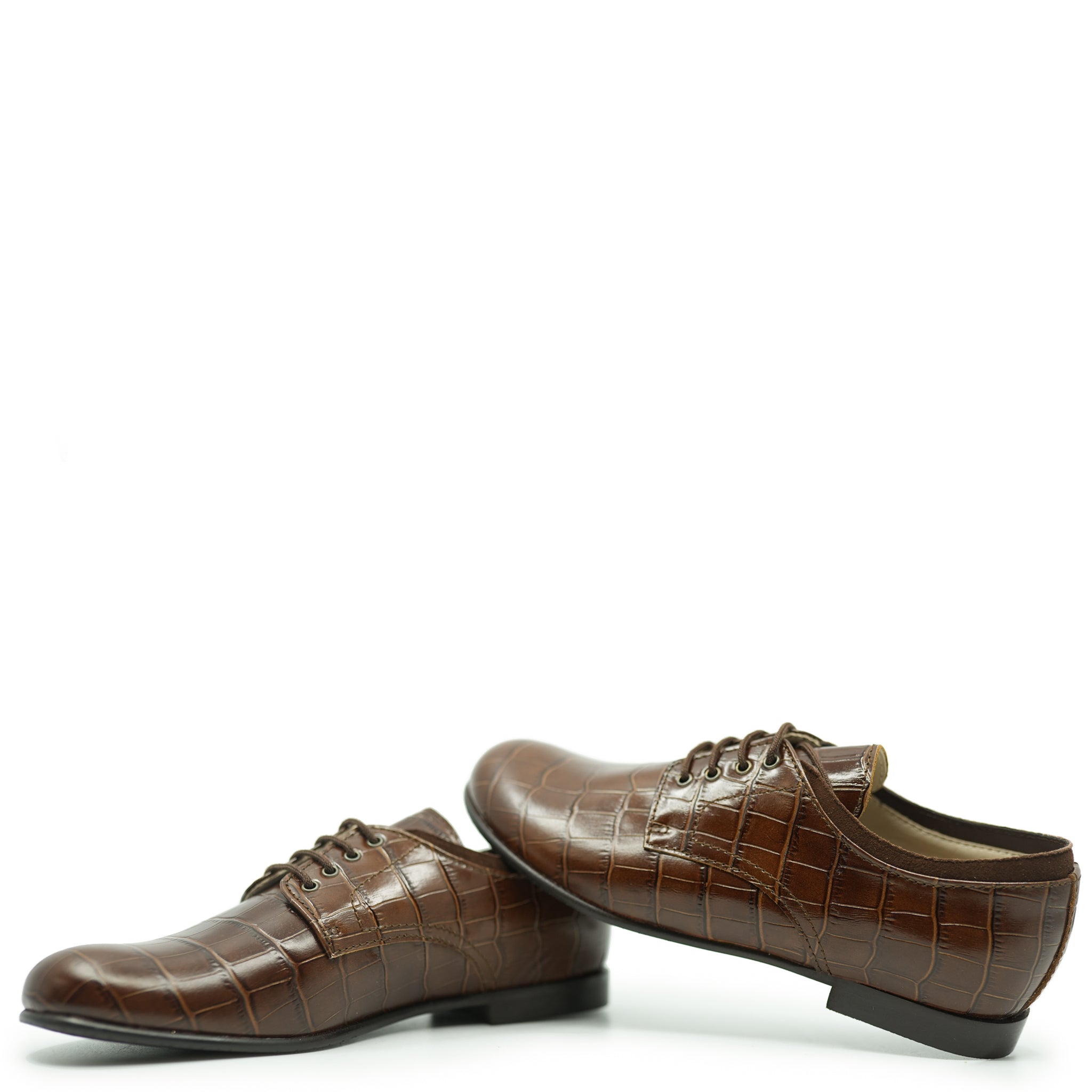 Beberlis Cognac Croc Derby Shoes for Men - Genuine Leather Dress Shoes for Business & Formal Occasions - Perfect for Weddings, Office & Special Events