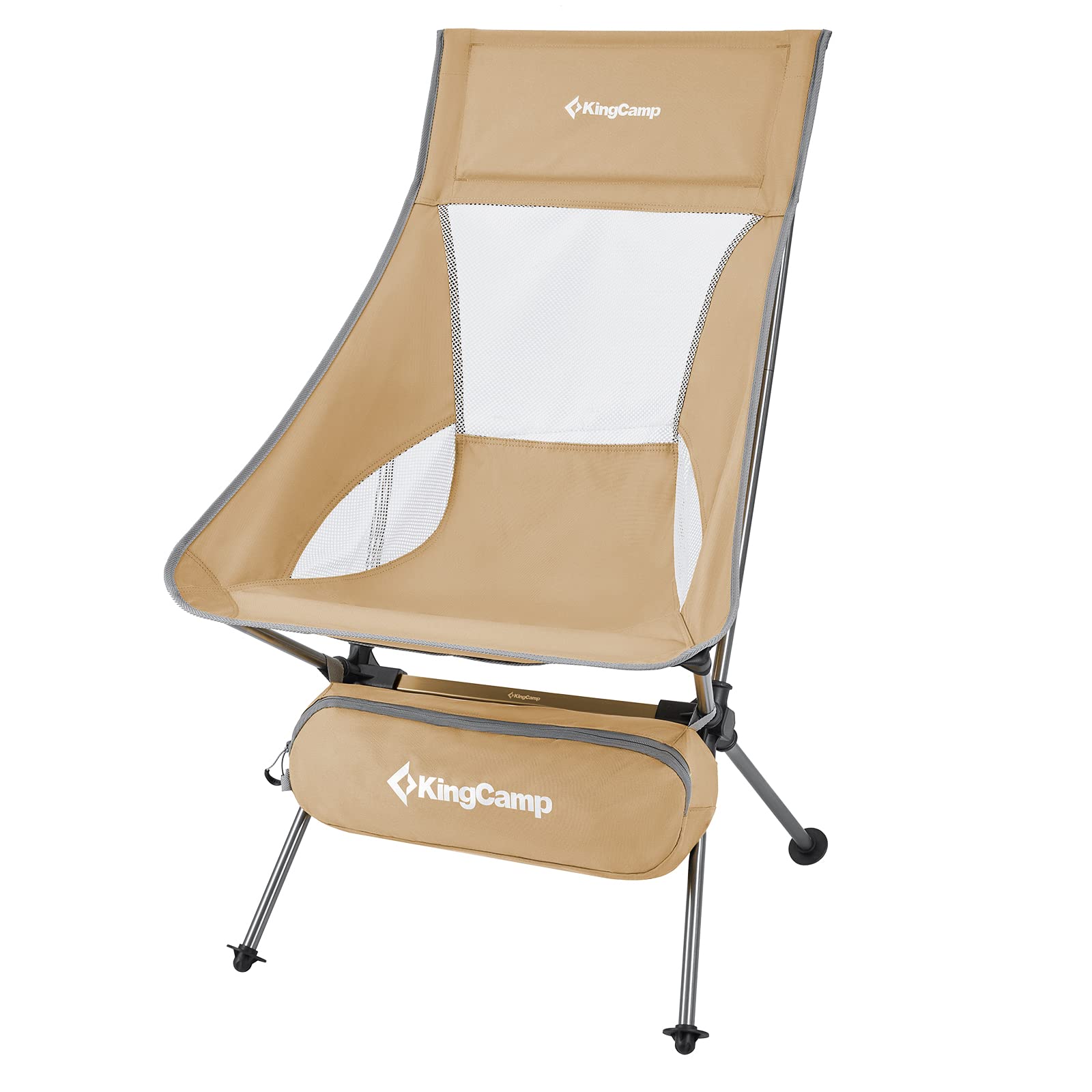 KingCamp Ultralight Compact Camping Chair - Portable Folding Chair for Adults with 330lbs Capacity, Extra Wide High Back Support - Perfect for Outdoor Travel, Backpacking, Hiking, Beach, Picnics & Music Festivals