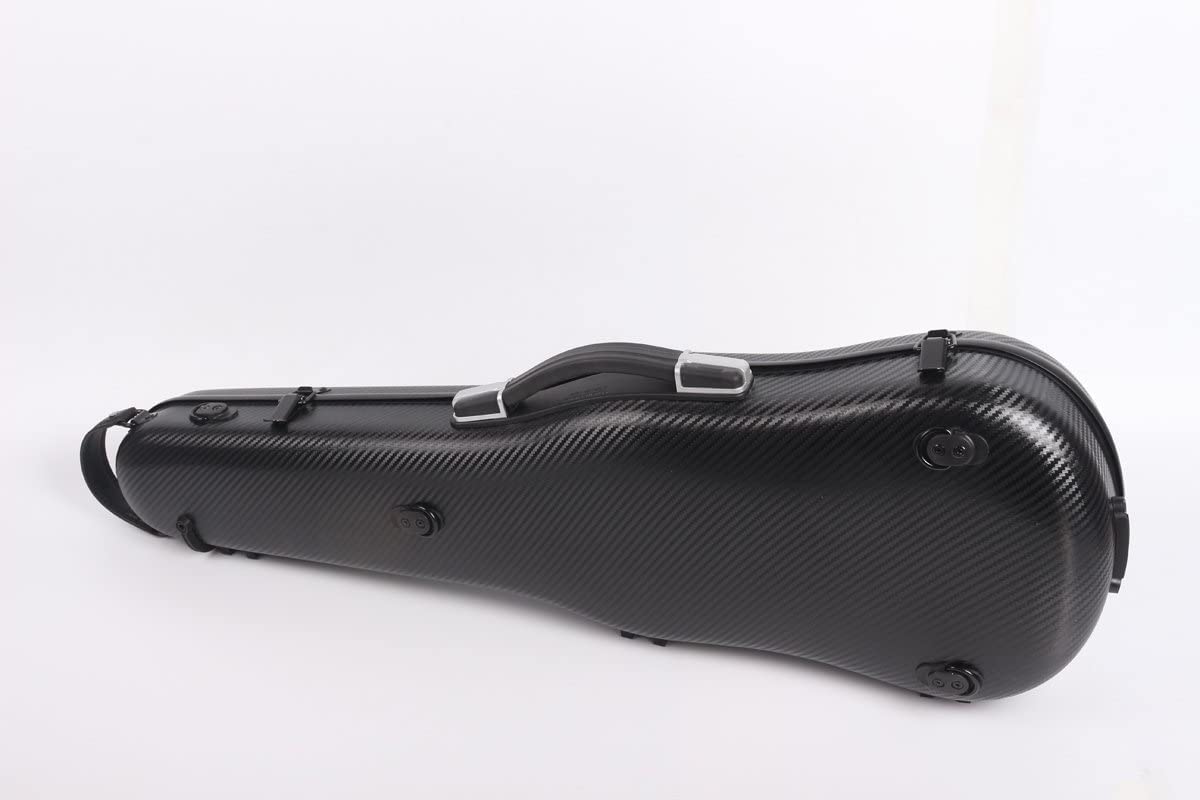 4/4 Full Size Carbon Fiber Hard Shell Violin Case - Lightweight, Durable & Scratch-Resistant Travel Violin Box with Backpack Straps | Perfect for Air Travel, Music Lessons & Professional Performances (Black)
