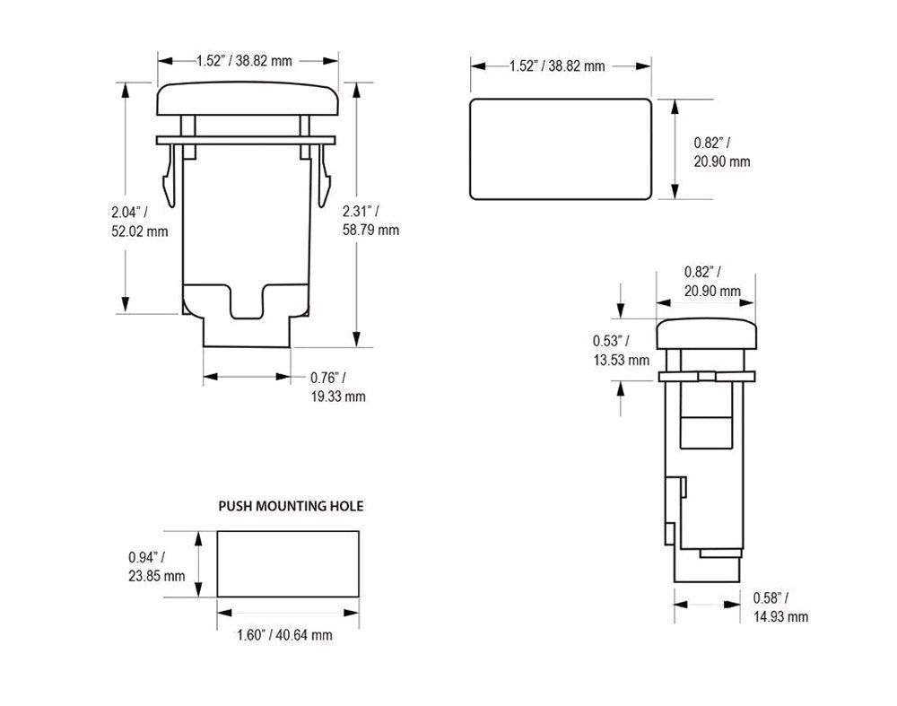 12V 4-Pole Push Button Switch with LED Indicator - Waterproof, Heavy Duty, for Car, Boat, RV, and Industrial Equipment