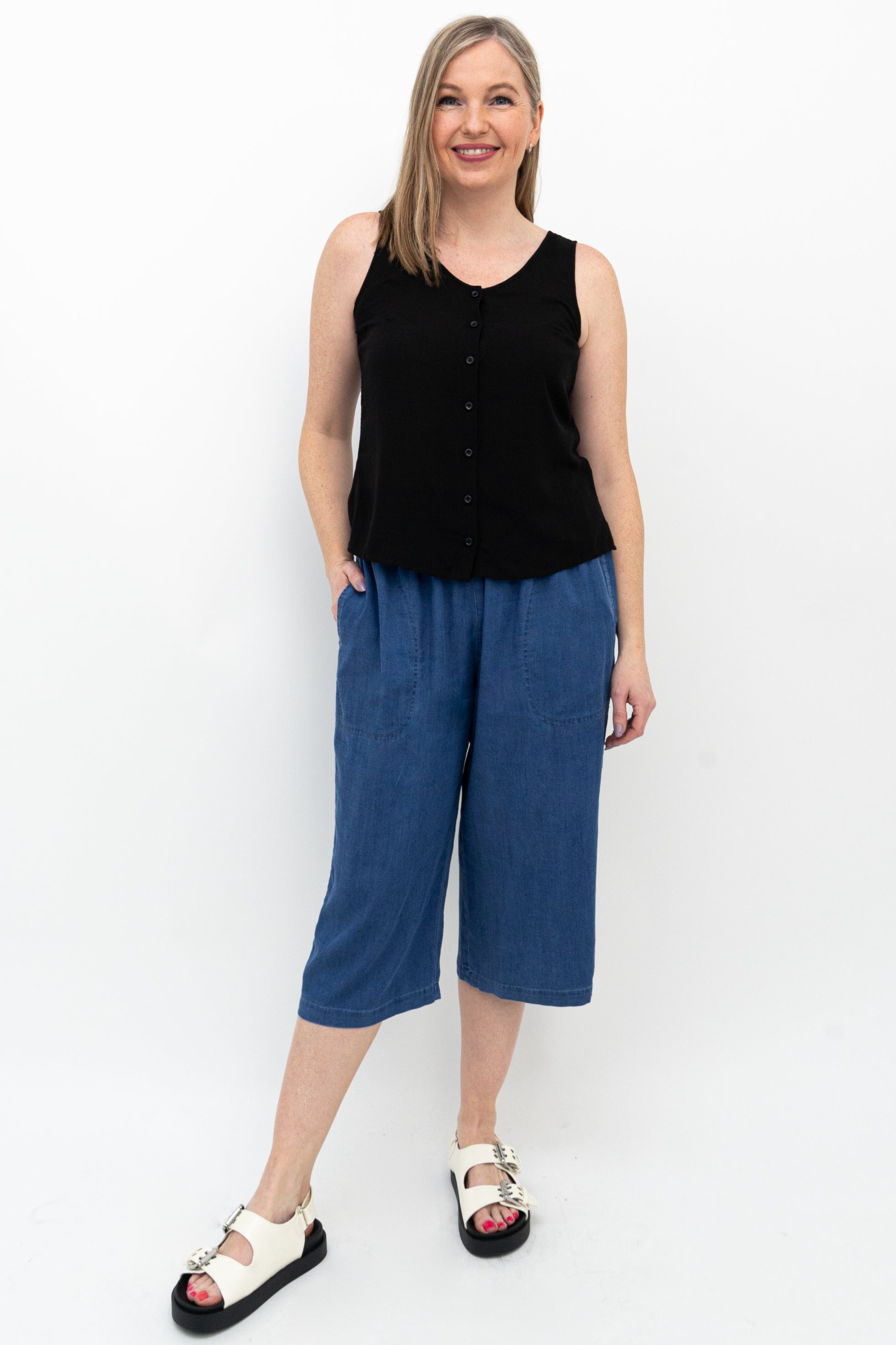 Jamie Capri Tencel Denim Pants - Women's Stretch Comfort Jeans for Casual Wear & Summer Outfits | Eco-Friendly Fabric, Perfect for Work & Weekend