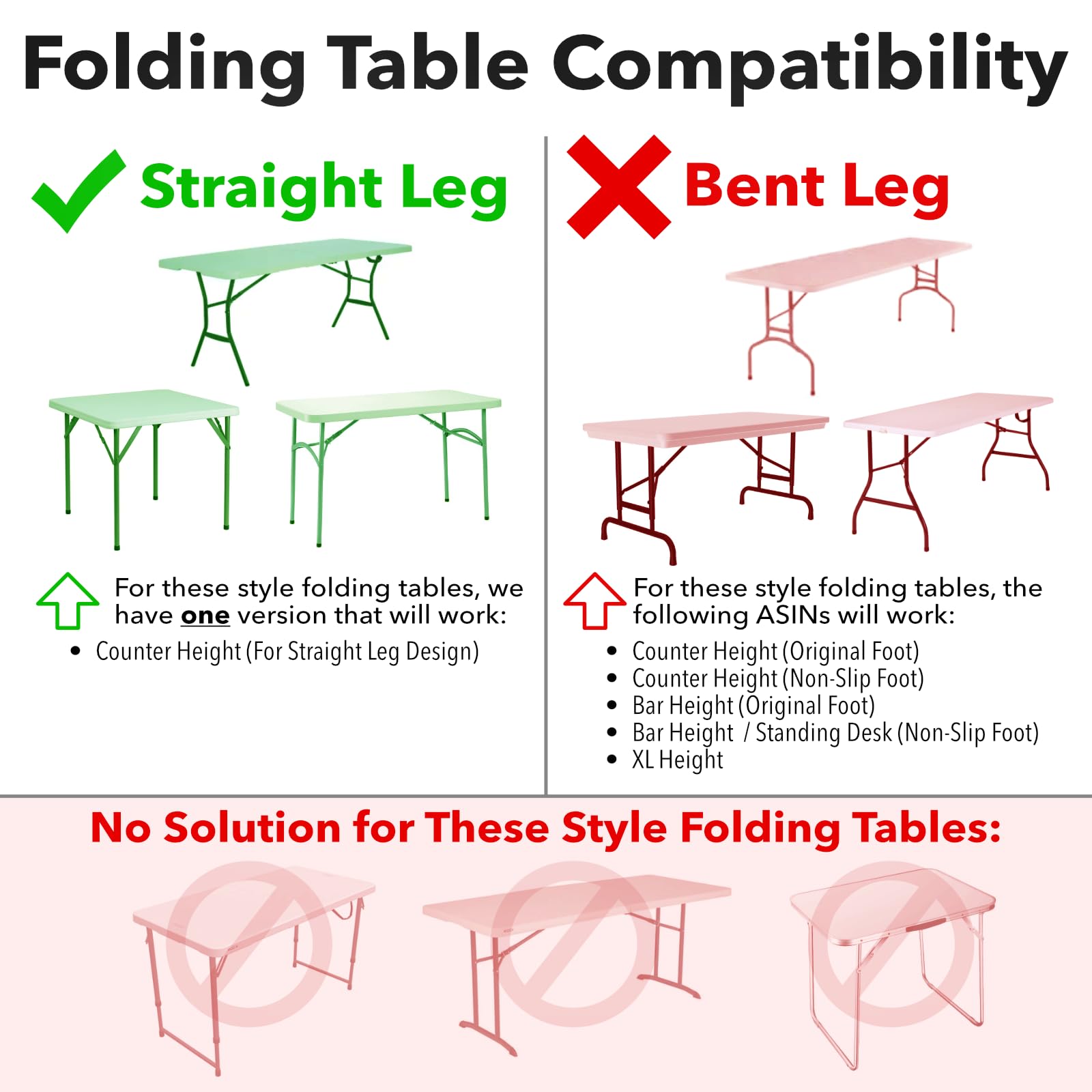 Lift Your Table® Folding Table Risers - Counter Height for Straight Leg Tables | Durable & Portable Set of 4 | Perfect for Outdoor Dining & Events