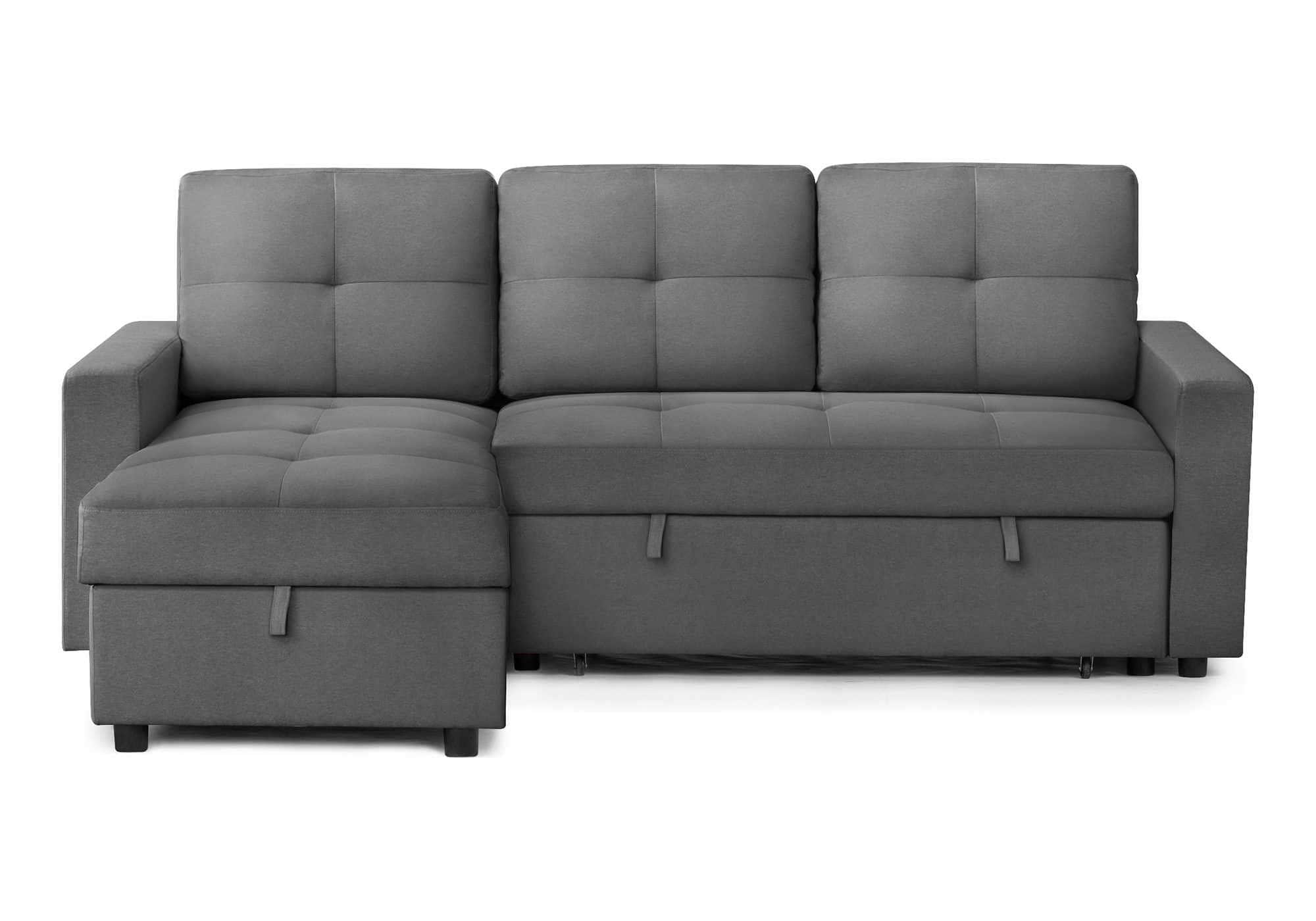 Venice Sleeper Sectional Sofa Bed with Reversible Storage Chaise - 5 Color Options | Convertible Couch for Small Spaces, Guest Room & Apartment Living