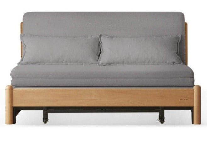72.8x33-78.1x30.3 inch / 185x83.8-198.3x77сm / Beech Natural wood sofa bed - fog gray