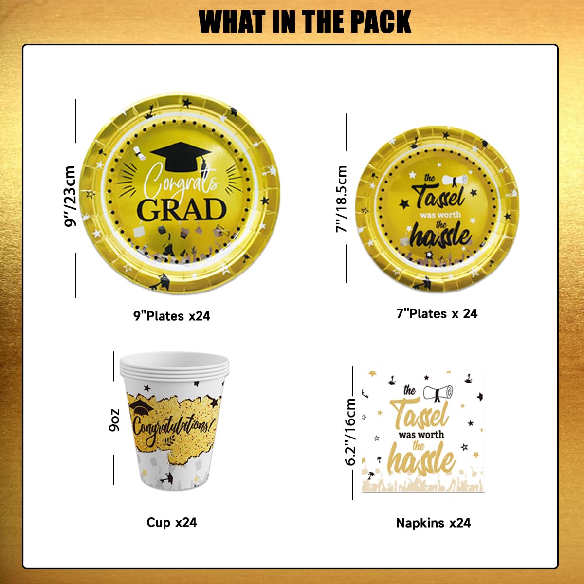 2025 Graduation Party Decorations - Class of 2025 Graduation Supplies Set with Plates & Napkins for 24 Guests | Perfect for High School & College Graduation Celebrations, Commencement Parties & Senior Send-offs