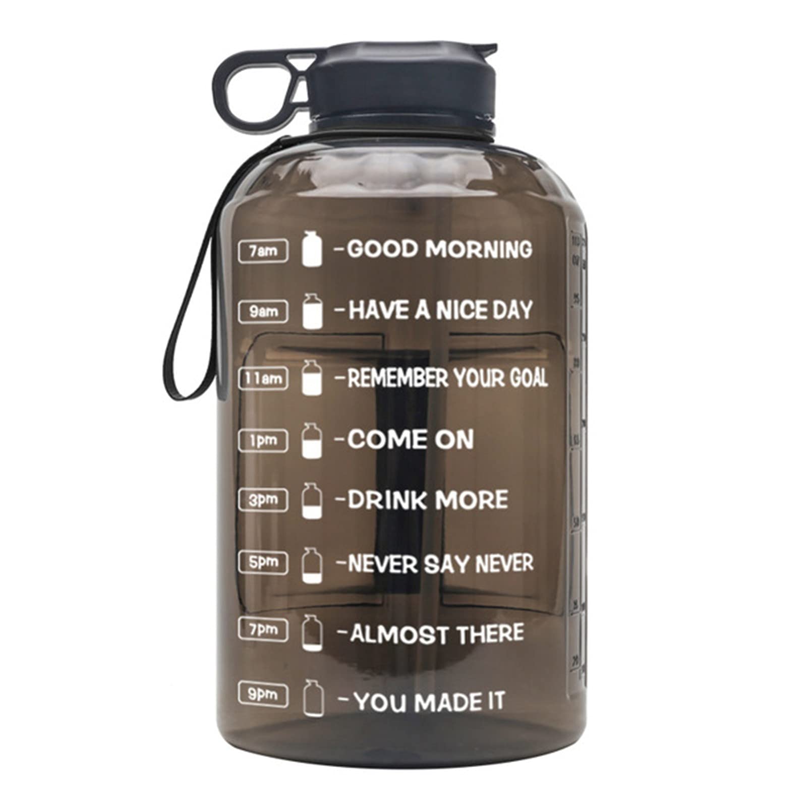 3.78L Motivational Water Bottle with Straw - Large Capacity Leak Proof Plastic Sports Water Cup for Gym, Travel & Outdoor Activities - Transparent BPA-Free Fitness Bottle for Workouts, Hiking & Daily Hydration