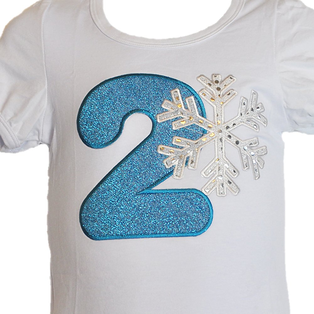 Frozen Snowflake Birthday T-Shirt with Number Sequin Trim for 1 Year Old - White | Disney Princess Costume Party Outfit for Girls' First Birthday Celebration