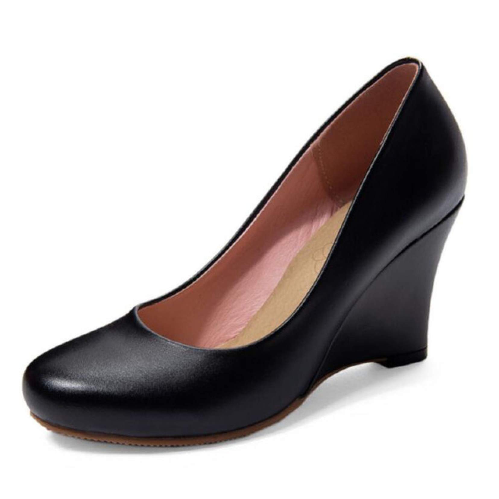 QSCS Women's Round Toe Wedge Platform Mary Jane Pumps - Comfortable High Heel Dress Shoes for Office, Work & Spring Fashion | Perfect for Business Casual, Weddings & Special Occasions
