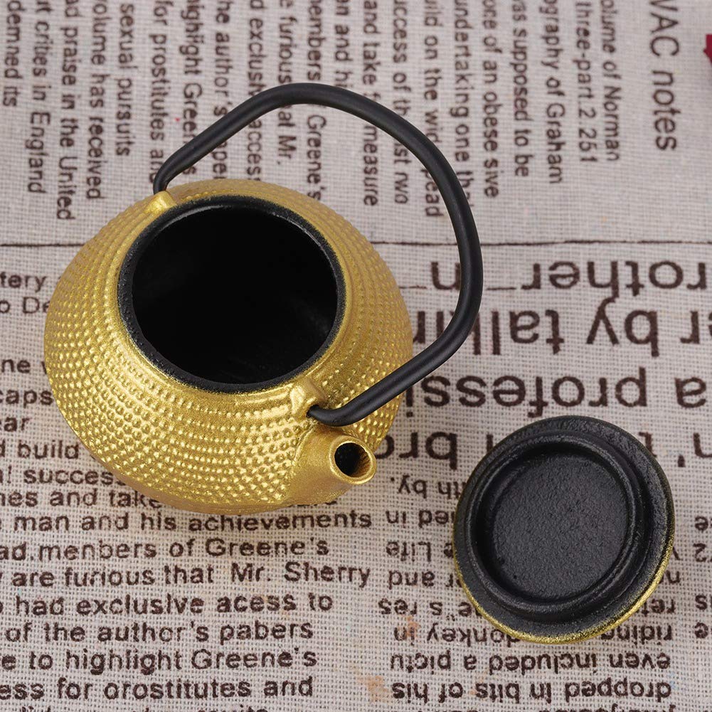 Premium Japanese Cast Iron Teapot - 50ml Mini Tetsubin Tea Kettle with Golden Finish & Ergonomic Handle | Authentic Traditional Japanese Iron Teapot for Green Tea, Herbal Tea & Matcha | Perfect for Home, Office & Tea Ceremonies