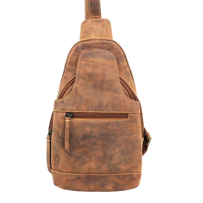 Western Fork Sling Bag in Camel - Crossbody Chest Bag for Men & Women - Perfect for Hiking, Travel, and Everyday Use
