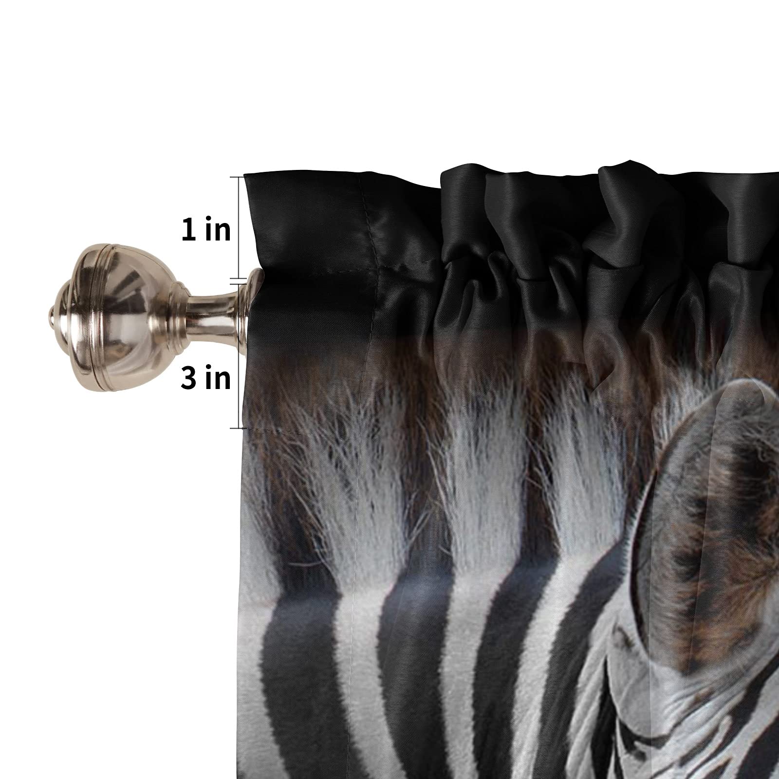 Black and White Striped Zebra Valance Curtains 54