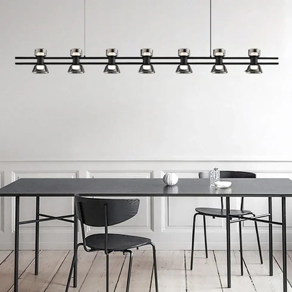 Modern Multi-Light Linear Glass Chandelier - Elegant Dining Room Pendant Lighting Fixture for Kitchen Island, Breakfast Nook & Contemporary Home Decor