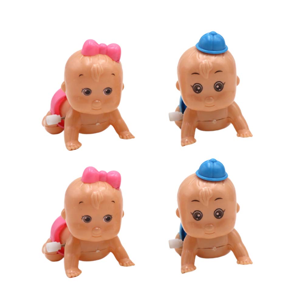 Amosfun 4-Pack Wind Up Toys - Funny Iron Baby Figurine Clockwork Educational Toys for Toddlers | Stress Relief Desk Toys & Party Favors for Kids