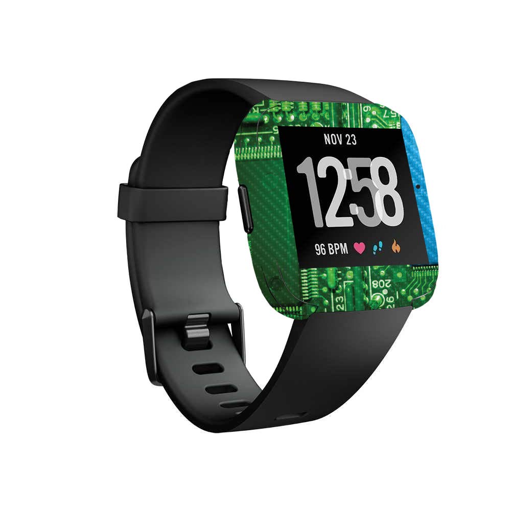 MightySkins Carbon Fiber Skin for Fitbit Versa - Circuit Board Design | Protective Durable Textured Vinyl Cover | Easy to Apply & Remove | Made in USA | Perfect for Gym, Work & Everyday Use