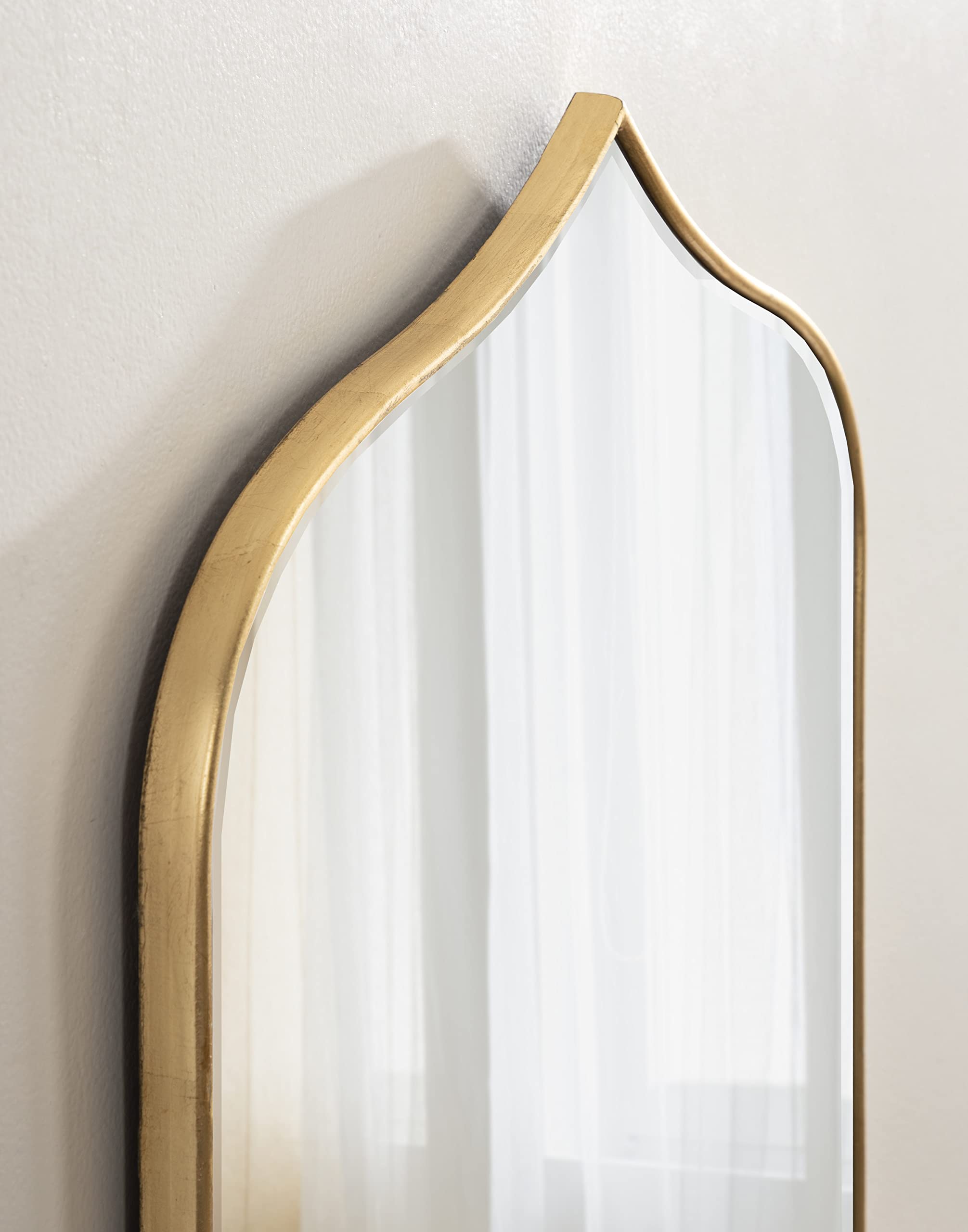 Kate and Laurel Tyla Modern Wall Mirror - 20x32 Inches, Gold Frame, Decorative Vibrant Glam Peaked Mirror for Living Room, Bedroom, or Entryway Decor