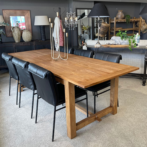 Loire Elm Dining Table 240cm - Solid Wood Farmhouse Dining Table for 8-10 - Perfect for Family Gatherings & Dinner Parties