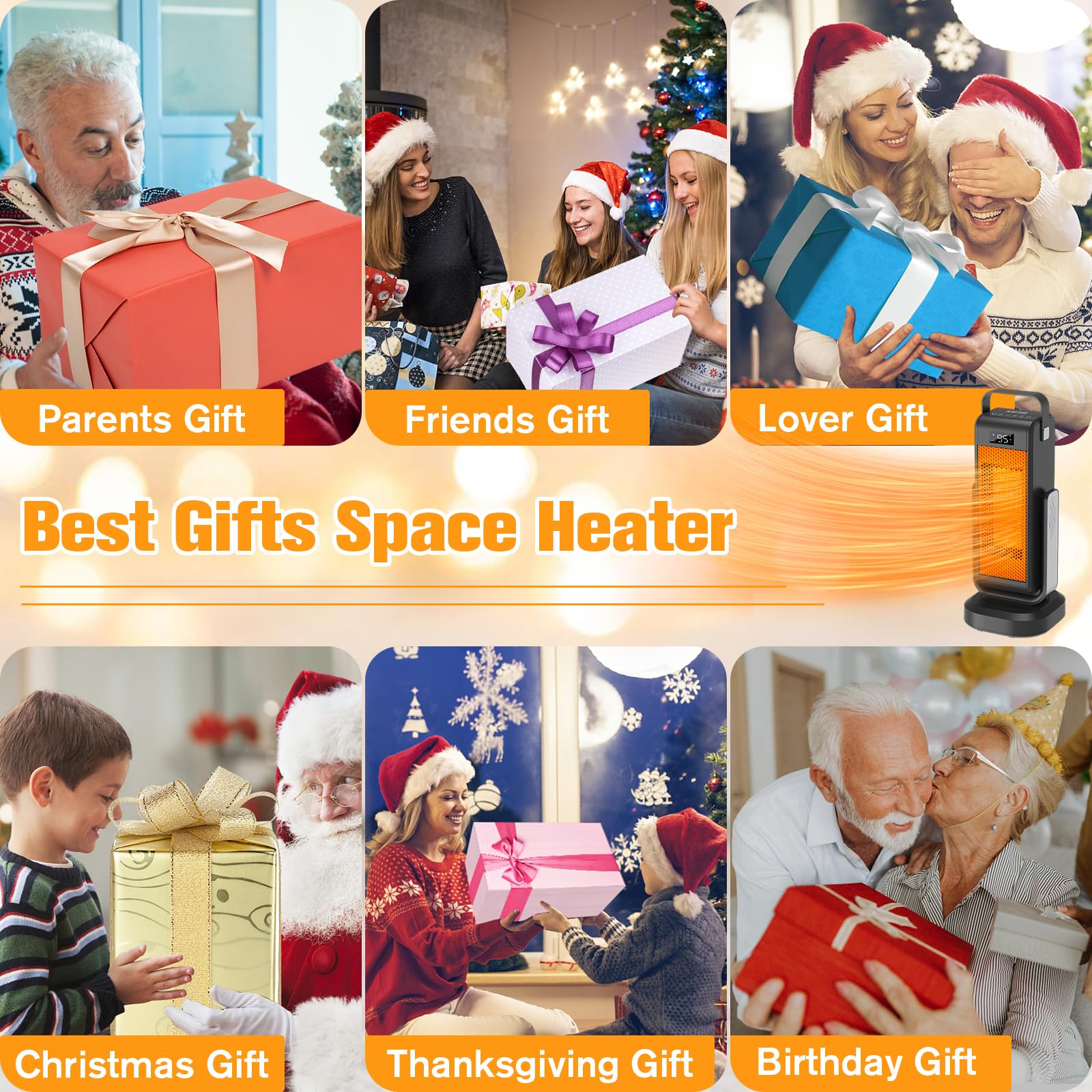 2023 Upgraded PTC Space Heater with 3D Oscillation - Fast Heating in 2 Seconds, 4 Modes & Thermostat for Large Rooms - Perfect for Office, Bedroom, Garage & Indoor Use - Portable Electric Heater for Winter Warmth