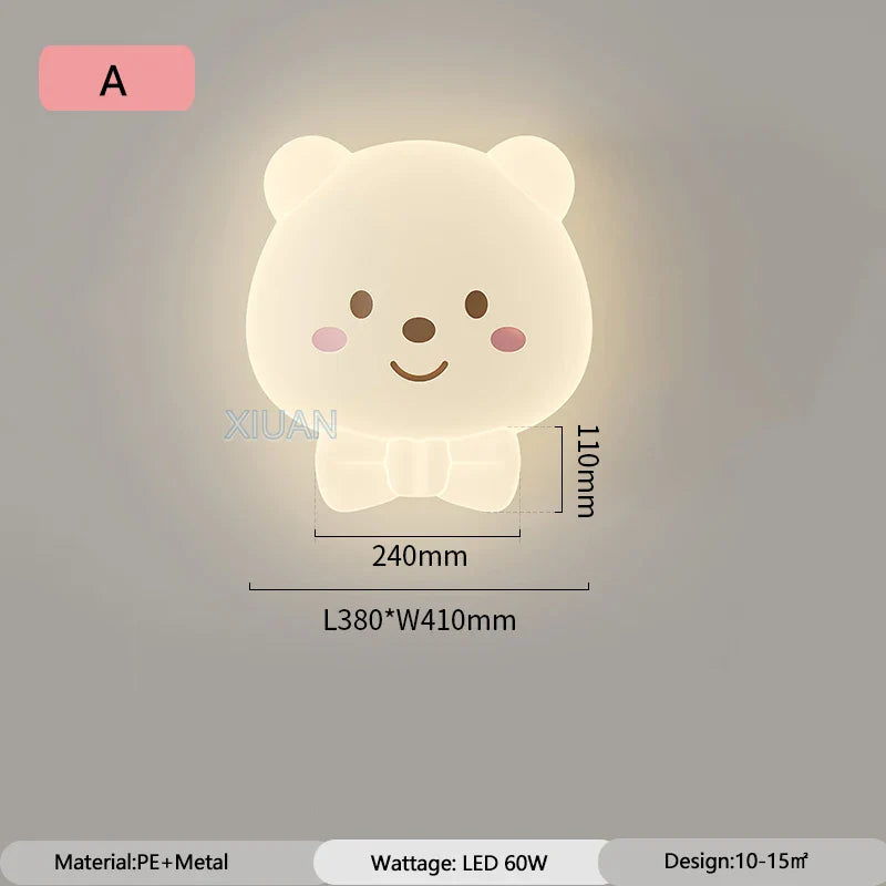 Bear Sleeping in Moon LED Ceiling Light - Cute Night Light for Kids Bedroom & Nursery - Perfect for Bedtime Stories & Relaxing Ambience
