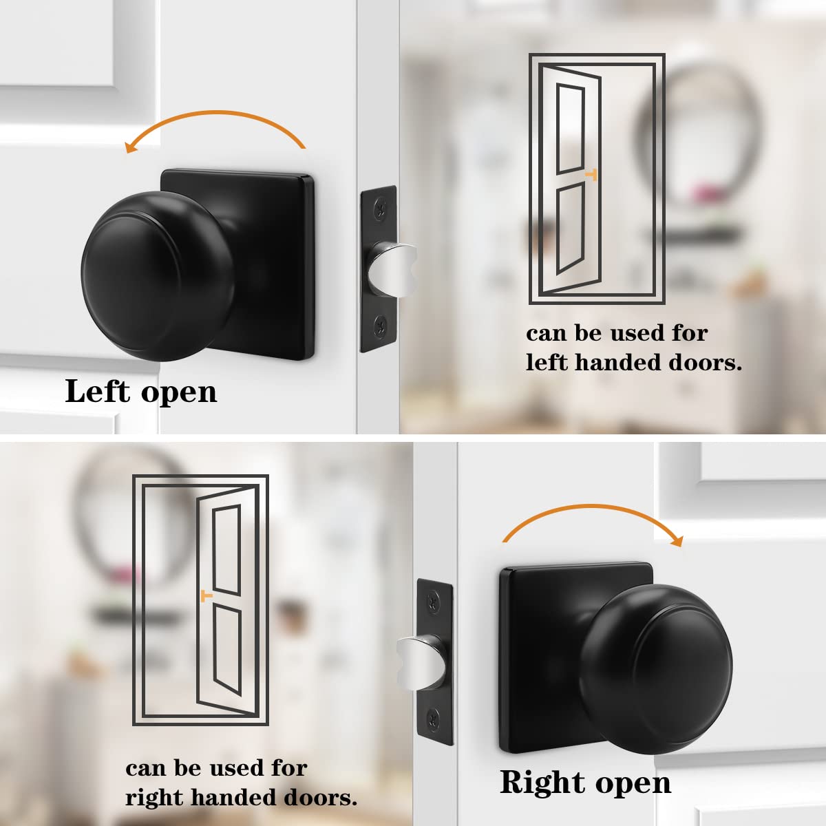 **Probrico 10-Pack Black Colonial Passage Door Knobs - Non-Locking Interior Door Handles with Square Rosette for Hallway, Closet & Bedroom Doors**    *(Ideal for Home Renovation, Apartment Upgrades & Commercial Spaces - Durable & Stylish Hardware Solution)*
