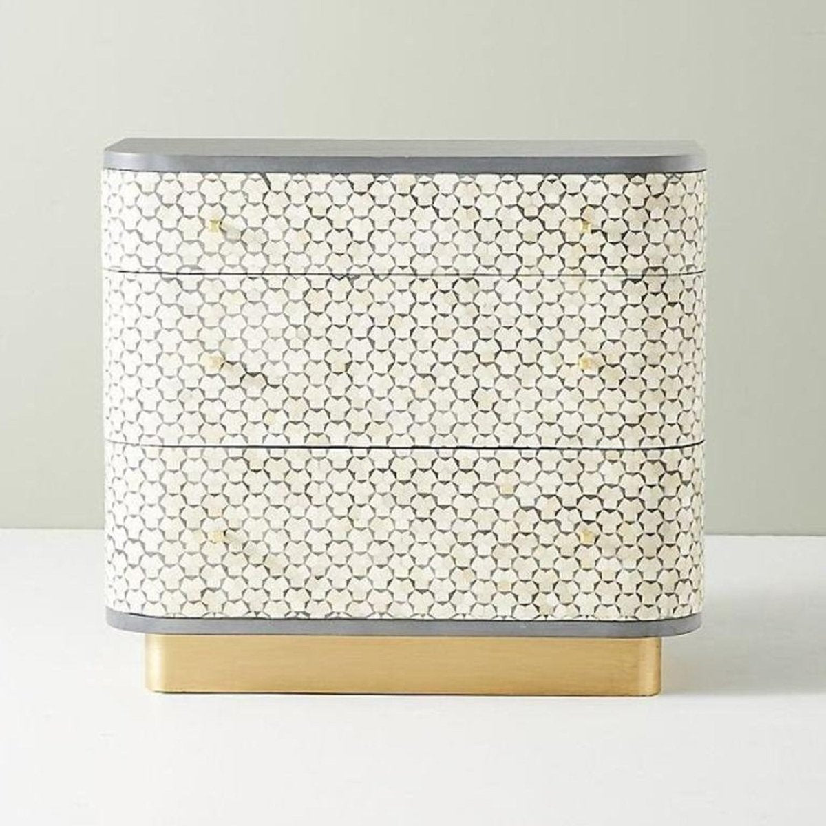 Handmade Bone Inlay Dresser with Brass Plated Bottom - Custom Storage Furniture for Bedroom, Living Room & Home Decor