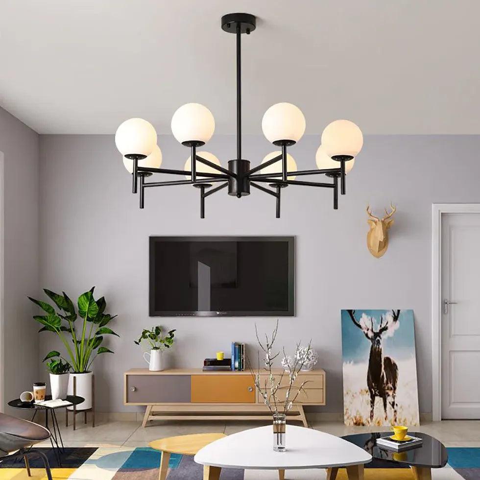 Modern Spherical Glass Multi-Light Chandelier - Elegant Lighting for Living Room, Dining Room, and Bedroom Decor