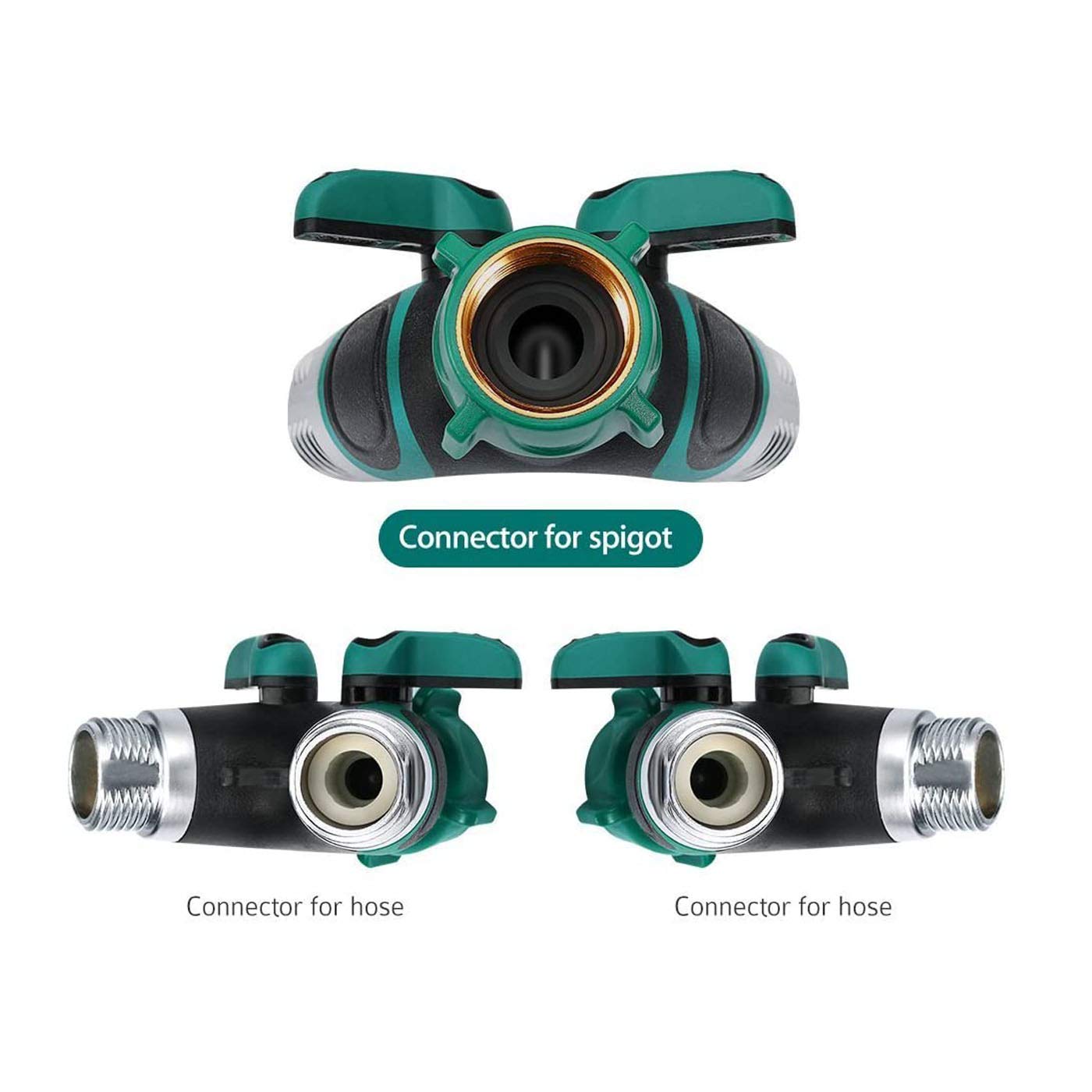 2 Way Y Hose Splitter - Heavy Duty 3/4 Inch Garden Hose Connector with Rubber Grip for Outdoor Faucet (2-Pack) - Perfect for Lawn Watering, Car Washing & Garden Irrigation