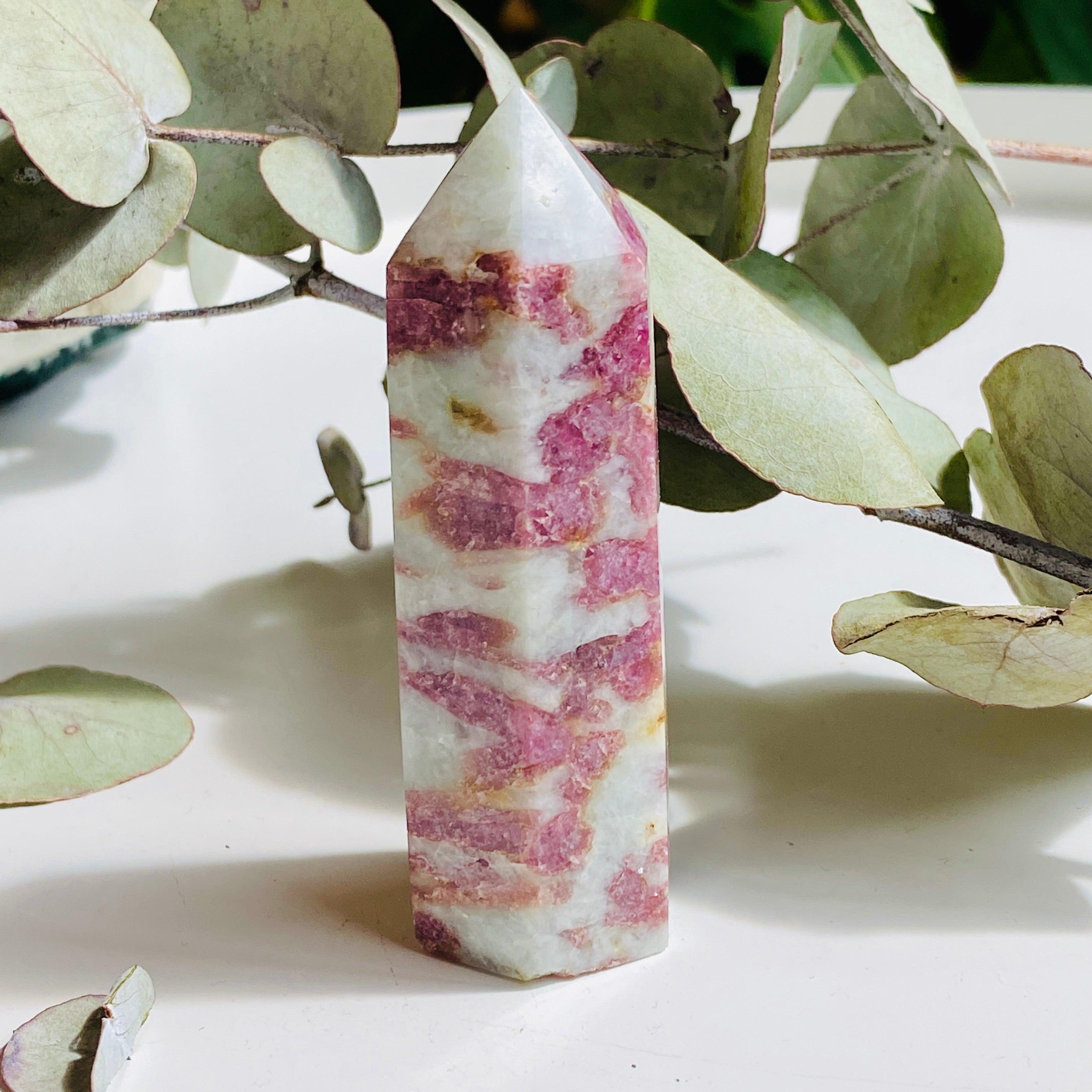 Natural Pink Tourmaline in Quartz Generator PTQG 10 - Healing Crystal for Meditation, Reiki & Energy Work - Perfect for Home Decor, Spiritual Gifts & Chakra Balancing