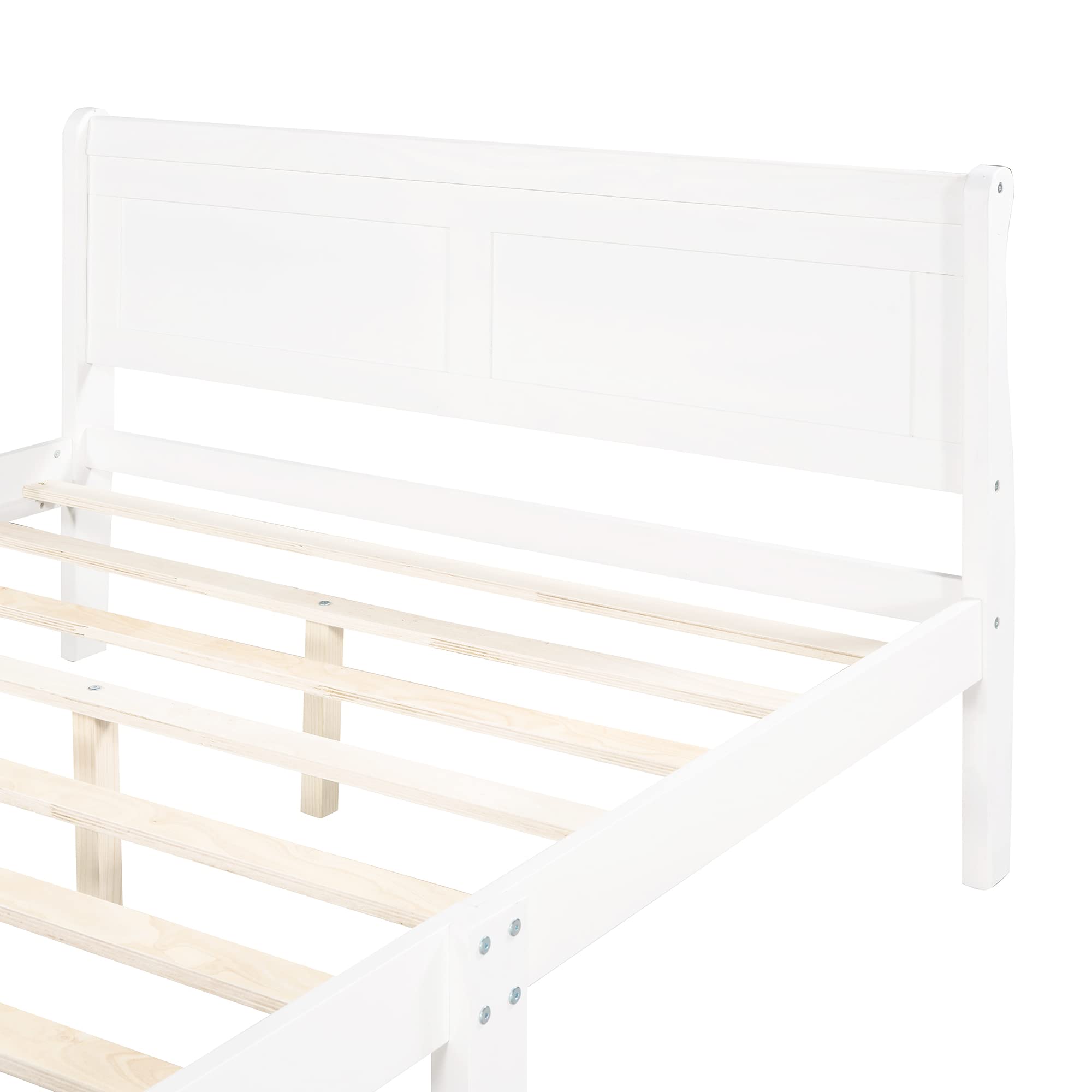 Merax Queen Size Platform Bed Frame with Headboard - Sturdy Wood Slat Support, Modern White Finish | Perfect for Bedrooms, Guest Rooms & Small Spaces