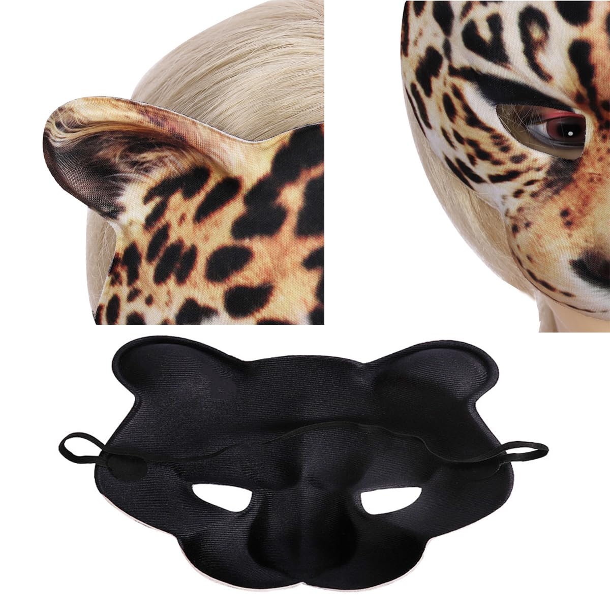 Halloween Half Face Animal Leopard Mask - 1PC Masquerade Costume Accessory for Carnival Party, Cosplay & Dress Up | Perfect for Halloween Celebrations, Themed Events & Costume Parties