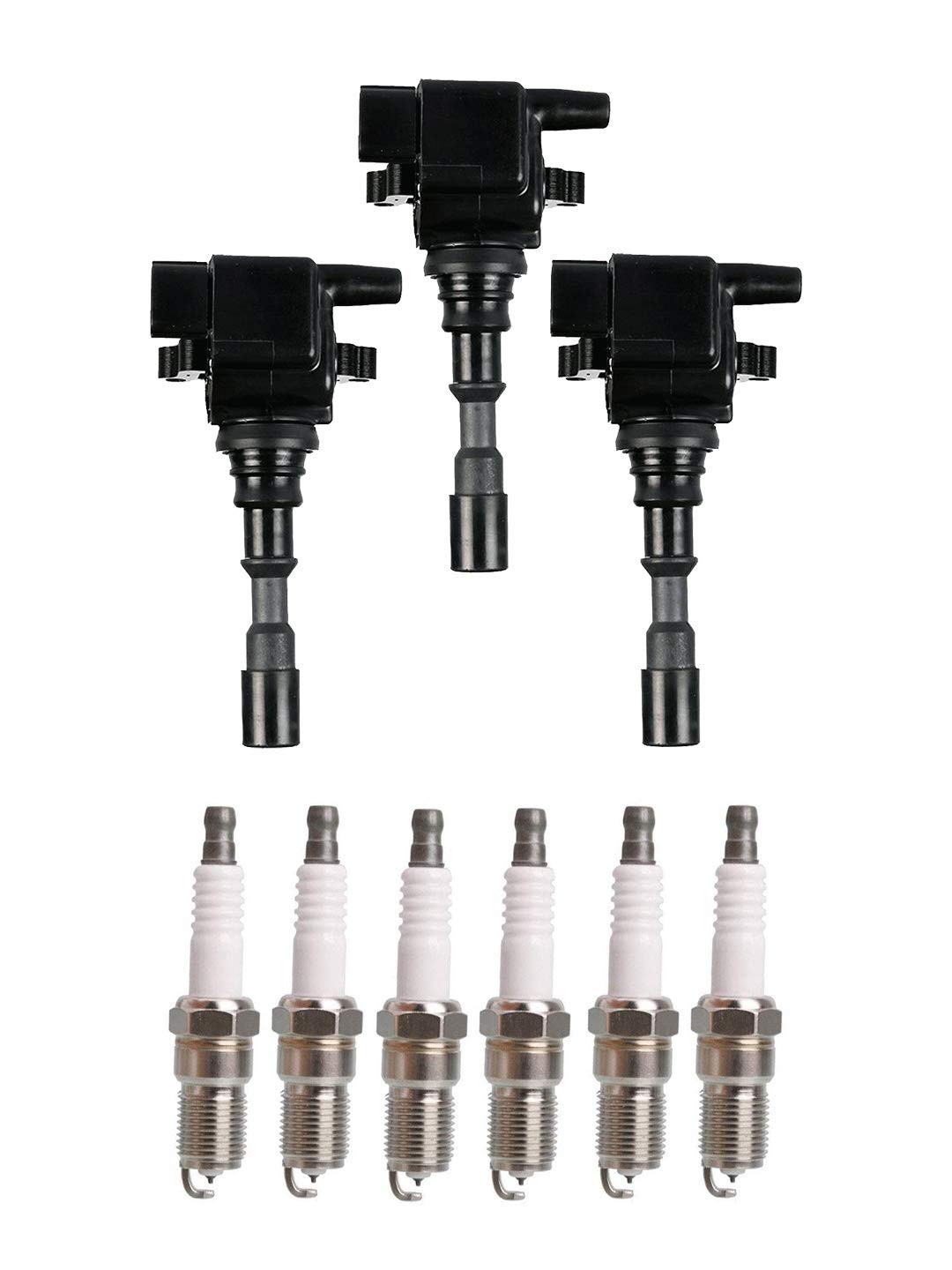 ENA Set of 3 Ignition Coil Packs & 6 Platinum Spark Plugs Compatible with Kia Sorento 2003-2006 3.5L V6 - Replacement for UF431, 5C1435, 2730039800, IC551, 1788288, E911, 7090 - Improve Engine Performance & Fuel Efficiency for Smooth Driving