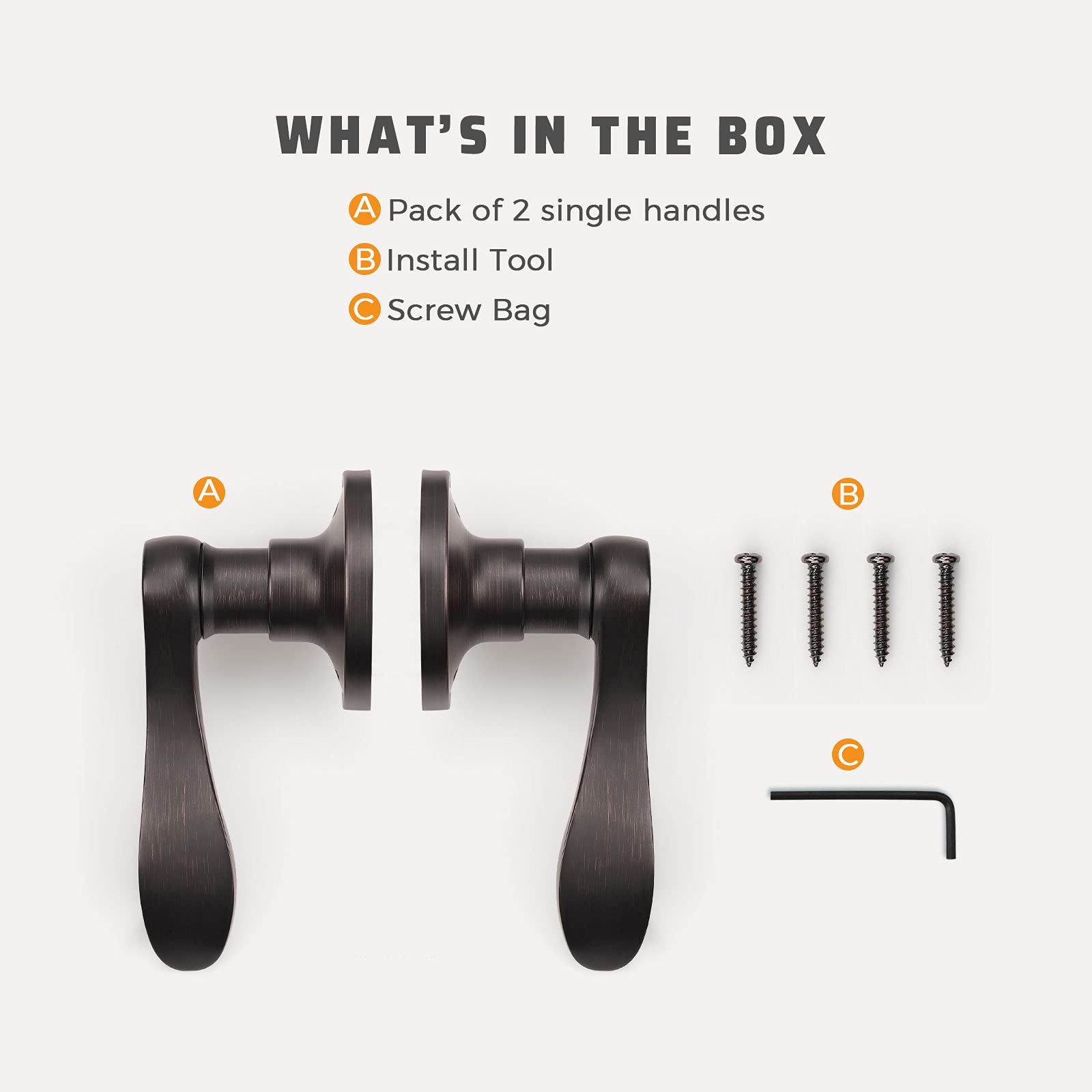 KNOBWELL 5-Pack Oil Rubbed Bronze Interior Door Handles - Dummy Knobs for Closet, French Doors & Hallway - Classic Wave Style Levers (5 Left + 5 Right) - Perfect for Bedroom, Bathroom & Office Doors