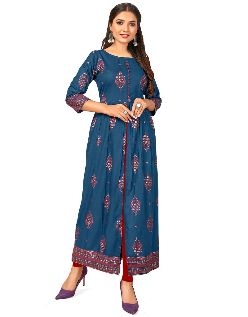 Blue Heavy Designer Rayon Gown - 14 Kg Elegant Formal Dress for Women | Perfect for Weddings, Prom & Evening Events