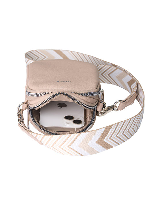 Tosca TH054 Mini Utility Phone Bag in Natural - Stylish Crossbody Pouch for Everyday Essentials, Travel & Outdoors