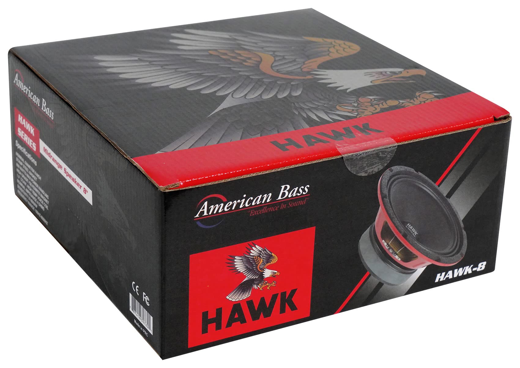 American Bass Hawk-8 600W 8-Inch Midrange Midbass Car Speakers with Grills (Pair, 4 Ohm) - Premium Sound for Cars, Trucks & SUVs - Perfect for Upgrading Your Vehicle Audio System