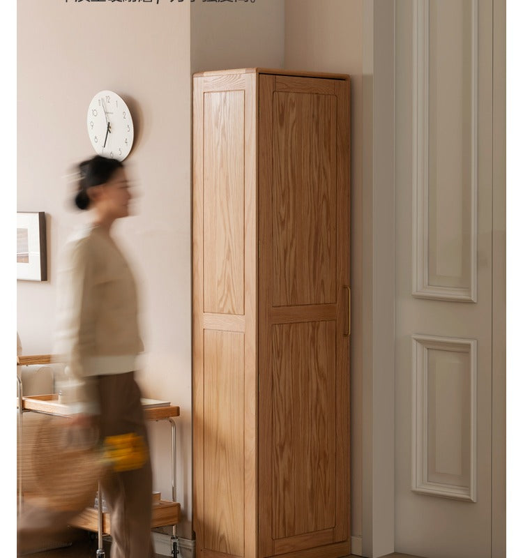 Solid Oak Wood Mirror Entryway Cabinet - Stylish & Durable Hallway Storage with Mirror for Home Decor