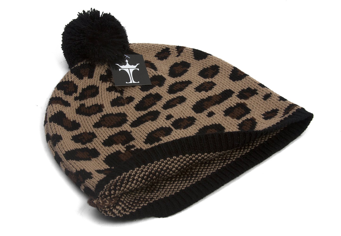 Best Leopard Print Winter Beanie with Pom Pom - Warm Knit Hat for Women & Men - Perfect for Skiing, Snowboarding & Cold Weather Fashion