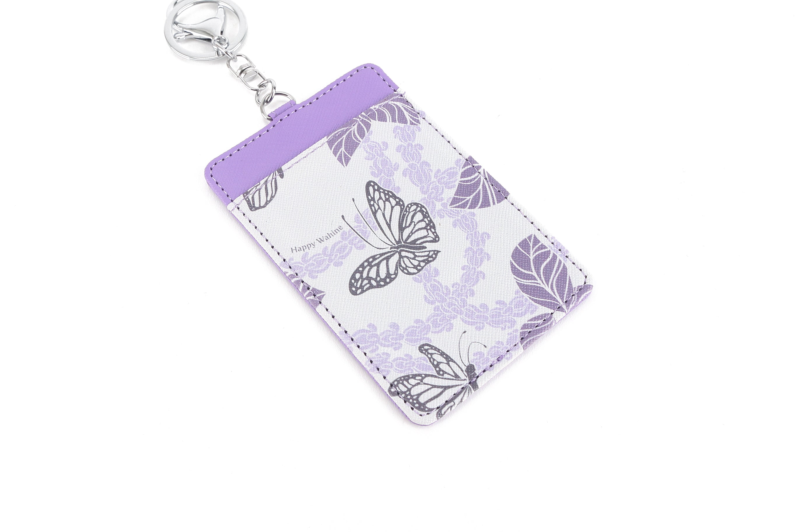 April Crownflower Purple Leather Card Holder - Slim RFID Blocking Wallet for Credit Cards & ID - Perfect for Travel, Business, and Everyday Use