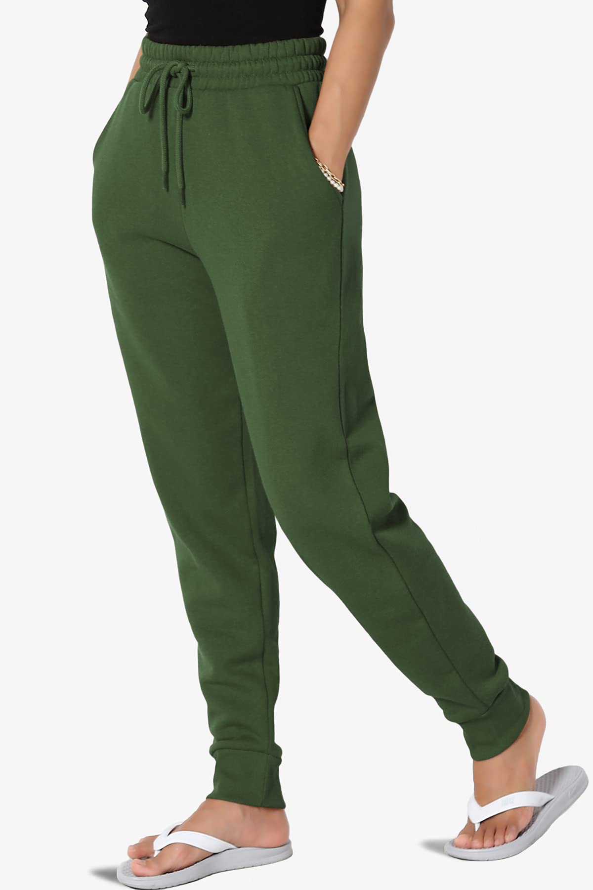 TheMogan Active Lounge Comfy Cotton Blend Drawstring Waist Jogger Sweat Pants for Women - Soft Casual Workout Yoga Pants with Pockets - Perfect for Running, Gym, Travel & Relaxing at Home