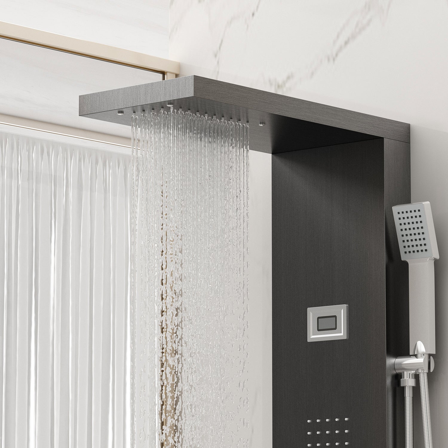 3 in 1 Shower Panel Tower with Waterfall Shower Head & Rain Massage Body Jets - Luxury Bathroom Upgrade for Spa-Like Experience at Home