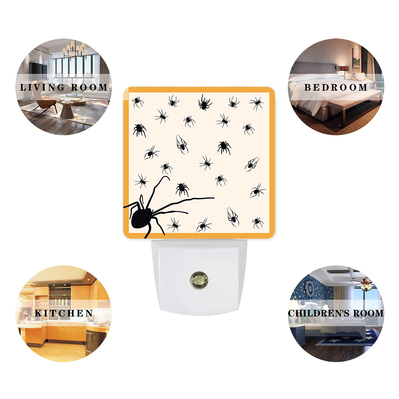 Spider Night Light for Kids - Plug in LED Nightlight with Dusk to Dawn Sensor, Halloween Decor for Nursery, Bedroom, Bathroom, Hallway & Stairs - Perfect for Baby Rooms, Home Decor & Scary Theme Parties