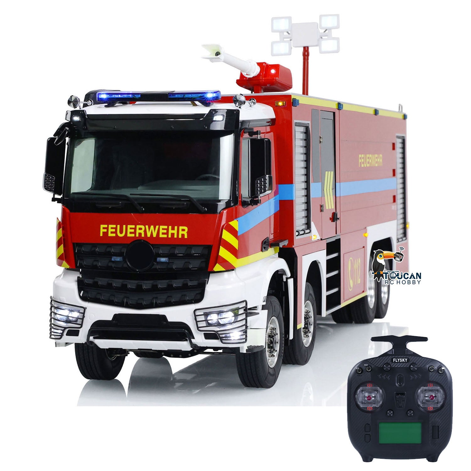 1/14 Scale 8x8 RC Fire Truck with Light & Sound - Metal Chassis, Pre-Assembled & Painted - Includes Motor, ESC & Servo - Remote Control Fire Engine for Kids & Adults - Perfect for Collecting, Racing & Emergency Simulation Play