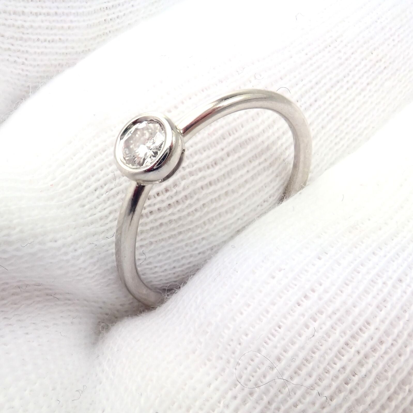 Set of 2 Tiffany & Co Platinum 0.16ct Diamond Stacking Rings - Size 5.75 - Perfect for Engagement, Wedding Bands & Anniversary Gifts
