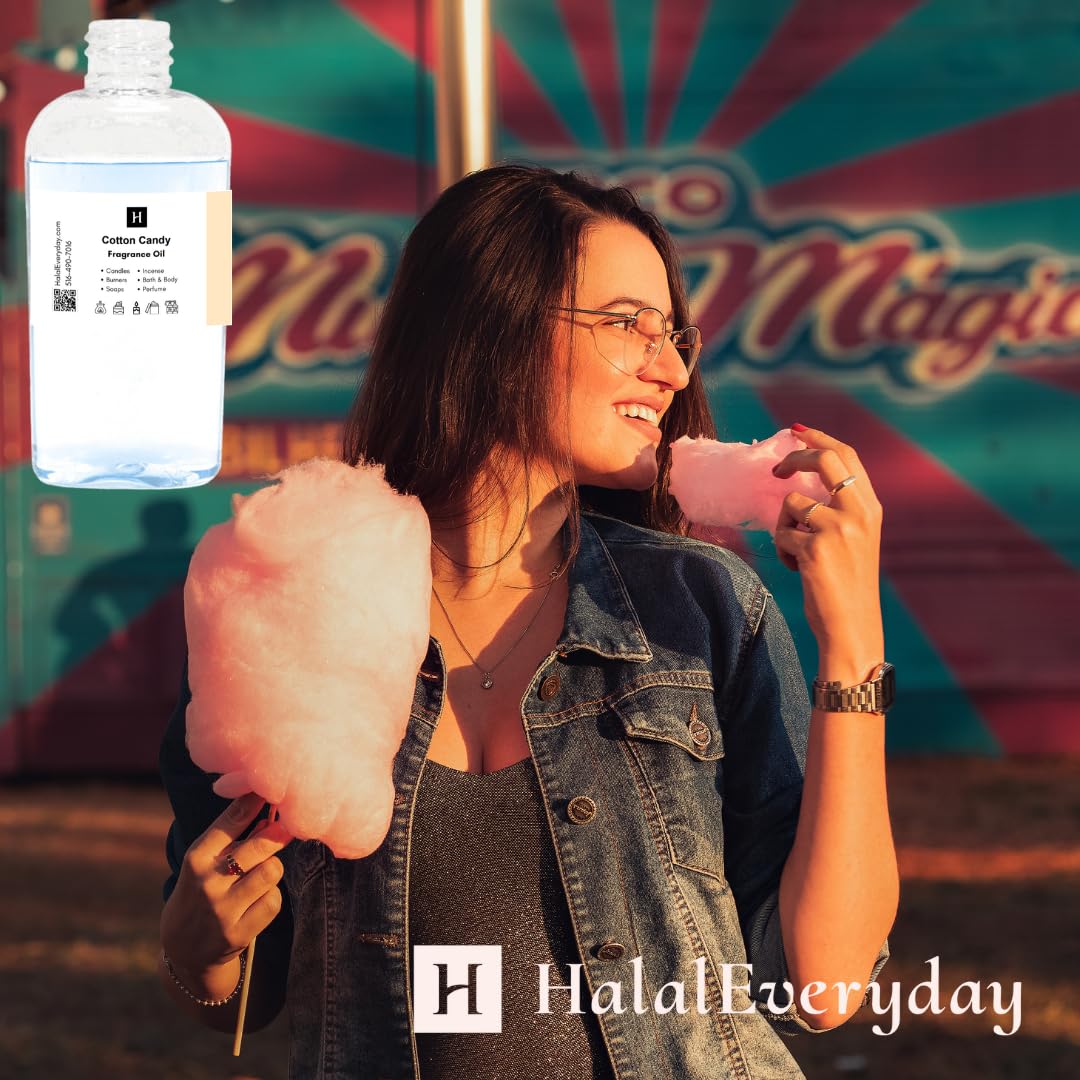 Halal Everyday Fragrance Oil - 16 oz Pure Concentrated Scent for Soap Making, Candle Warmers, DIY Perfume & Body Oil - Cotton Candy & Other Aromas - Perfect for Home Spa, Aromatherapy & Handmade Gifts