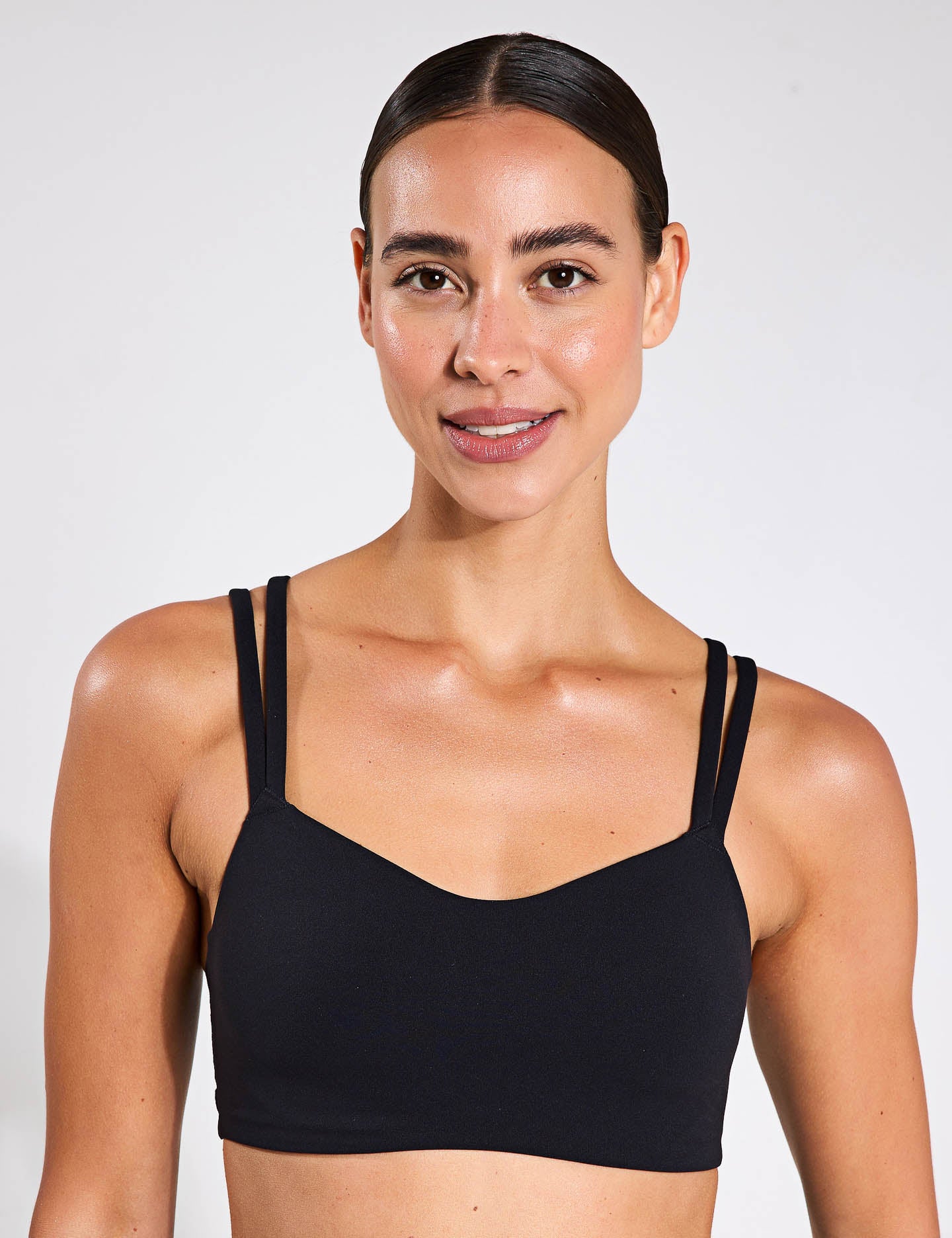 Zenvy Strappy Sports Bra for Women - High Support Workout Top - Black/Sail - Perfect for Yoga, Running & Gym