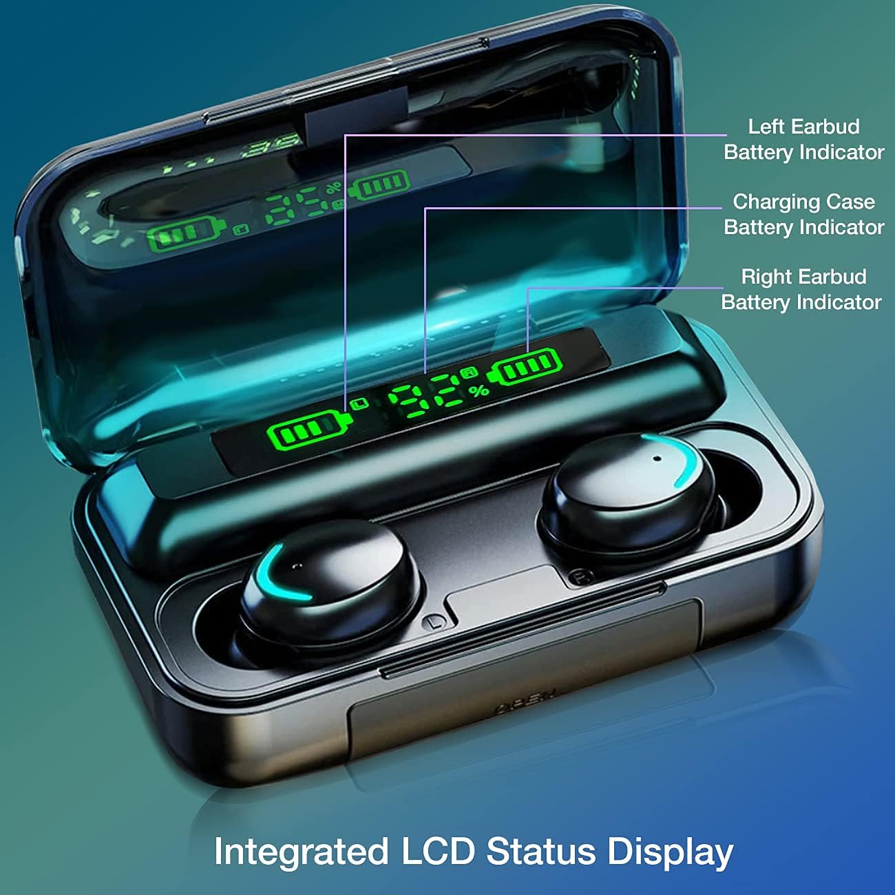 Acuvar Wireless 5.0 Bluetooth Earbuds with Microphone - IPX7 Waterproof, 100+ Hours Playtime, Powerful Bass & Noise Cancelling - Perfect for Gym, Running, Workouts & Travel (Black)