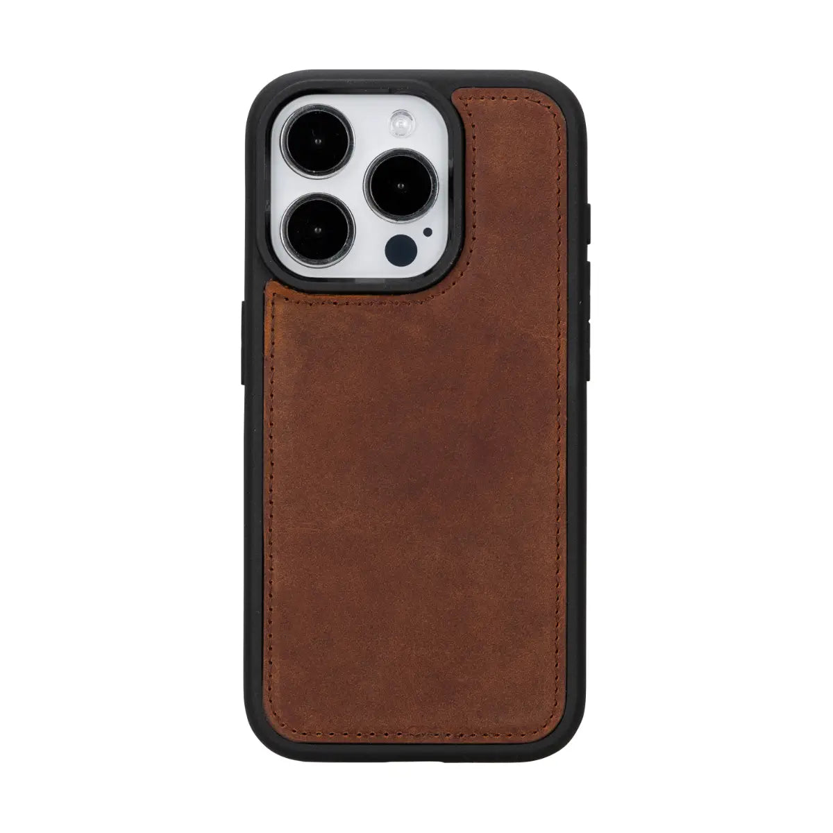Distressed Brown Leather Wallet Case for iPhone 15 Pro - Slim RFID Blocking Phone Cover with Card Holder | Perfect for Travel, Work & Everyday Use