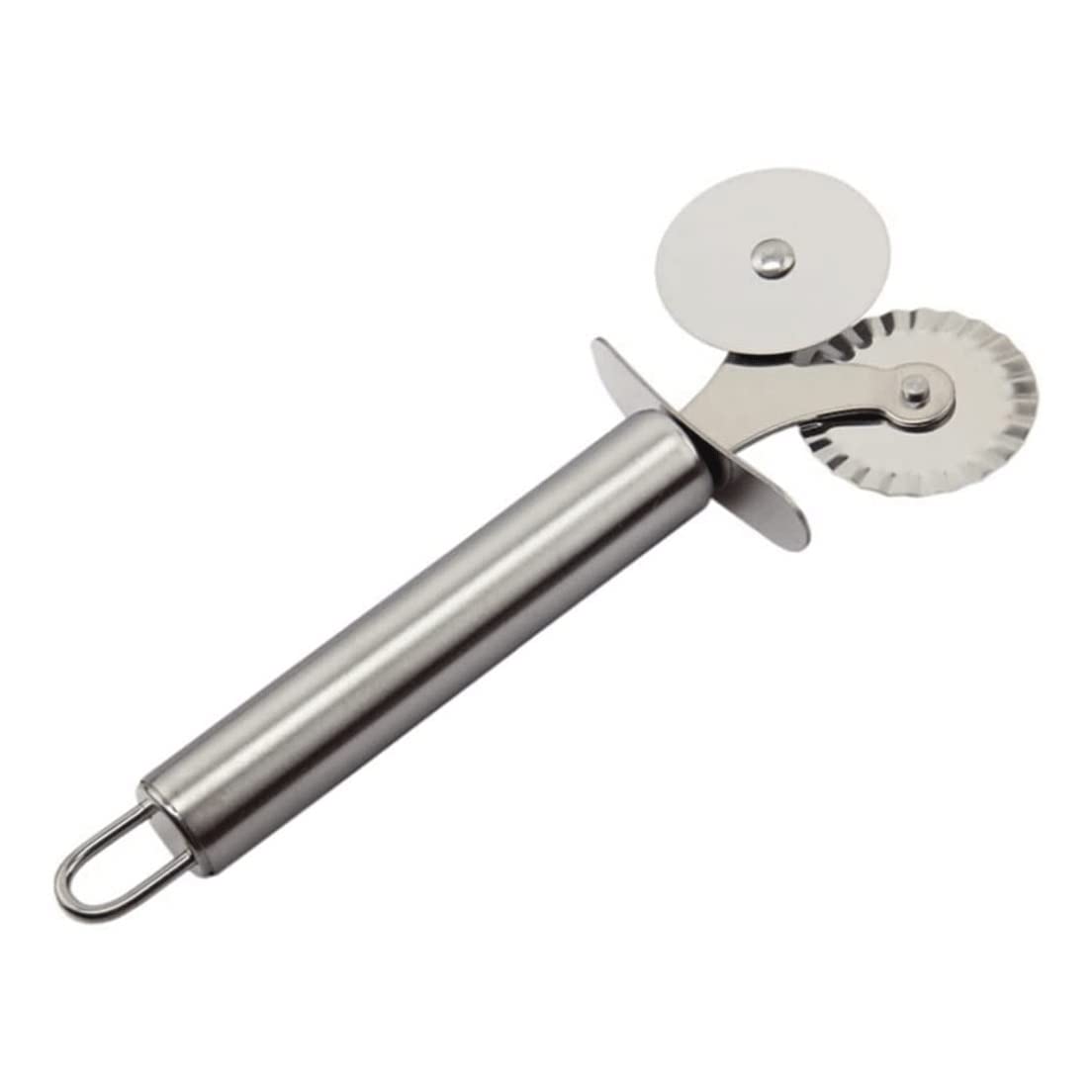 Stainless Steel Double Wheel Pizza Cutter - Professional Kitchen Knife for Pizza Dough, Pasta & Pastry | Portable & Durable Hob Cutter for Home Baking and Restaurant Use
