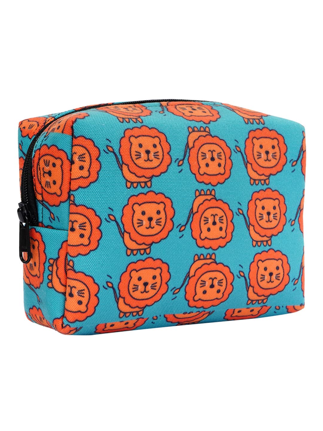 Crazyify Lion Print Makeup Bag for Women - Waterproof Canvas Cosmetic Pouch with Zipper, Travel Toiletry Organizer for Makeup Brushes, Lipsticks & Skincare - Perfect for Travel, Gym & Daily Use