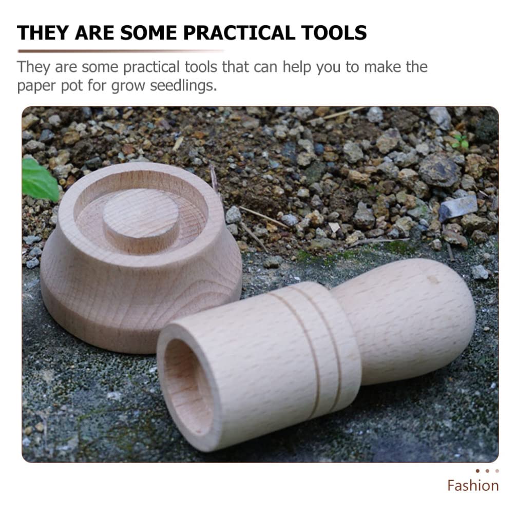 BESPORTBLE Wooden Paper Pot Maker Set - Automatic Seedling Germination & Flower Pot Making Tool for DIY Gardening (Great for Newspaper Pots, Eco-Friendly Planting)