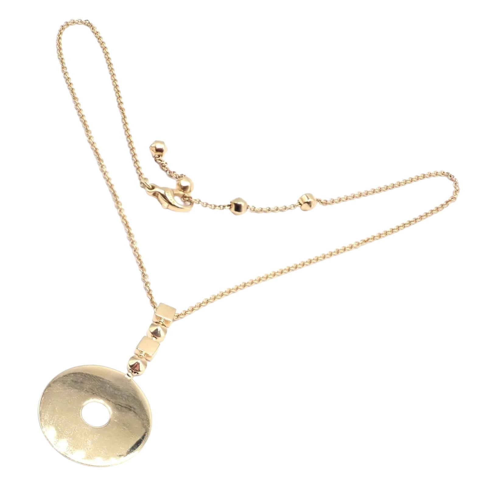 Authentic Bulgari Bvlgari Lucea 18K Yellow Gold Round Pendant Necklace for Women - Luxury Jewelry Gift for Anniversary, Birthday & Special Occasions